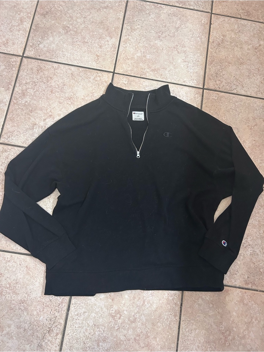 Champion Black Quarter-Zip Pullover Sweatshirt
